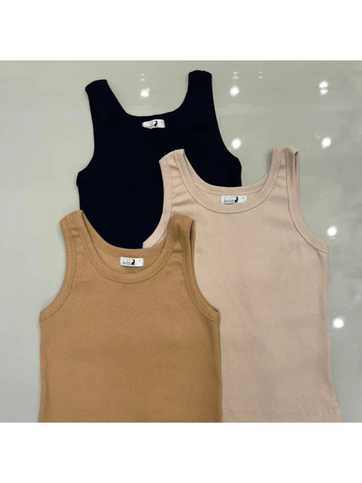 Kit 3 Regatas Femininas Malha Canelada Ribana Verão CORES ALEATÓRIAS