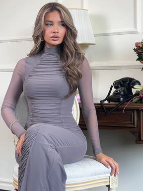 Vestido Longo Com Tule Modern Aisha