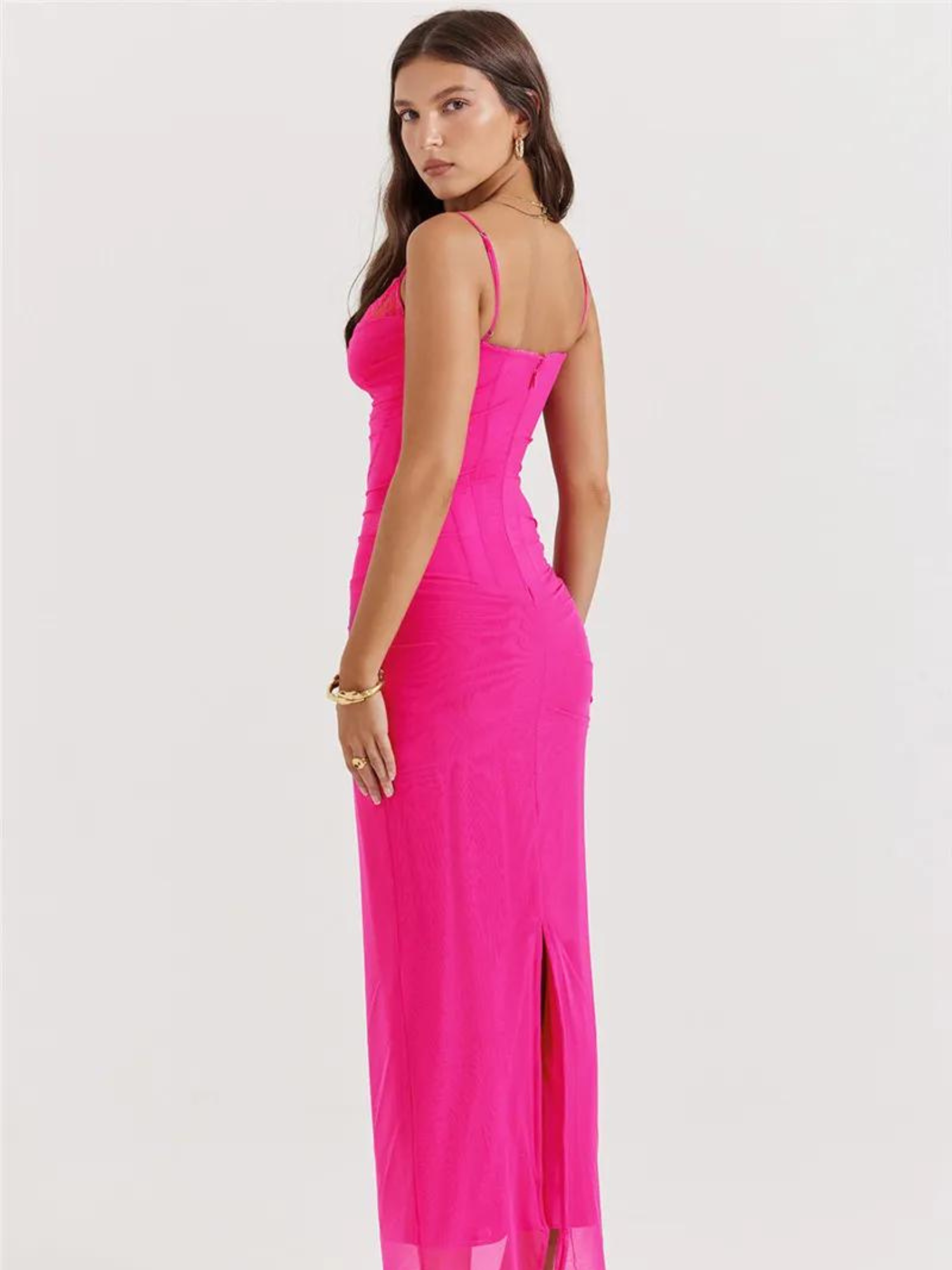 Vestido Longo com Espartilho em Camada Dupla de Tule Modern Luxury - GOLDEN ERA