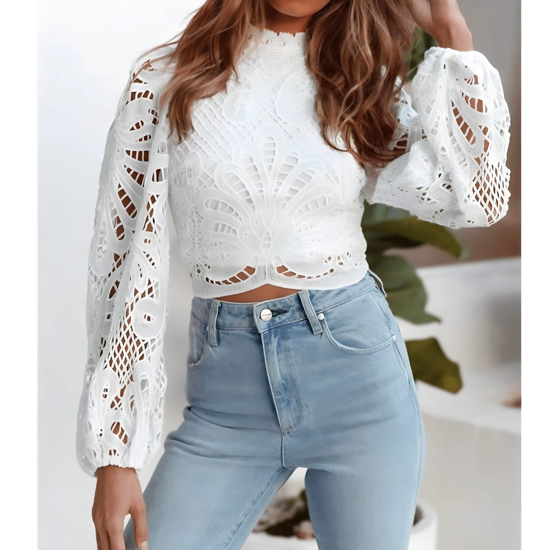 Blusa Cropped de Renda Jasper