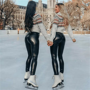 Guns™ - Legging de Couro Flanelada