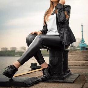 Guns™ - Legging de Couro Flanelada