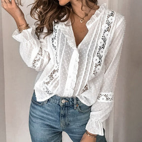 Camisa de Casimira com Detalhes em Renda Lobélia