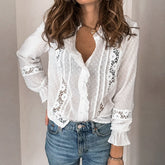 Camisa de Casimira com Detalhes em Renda Lobélia
