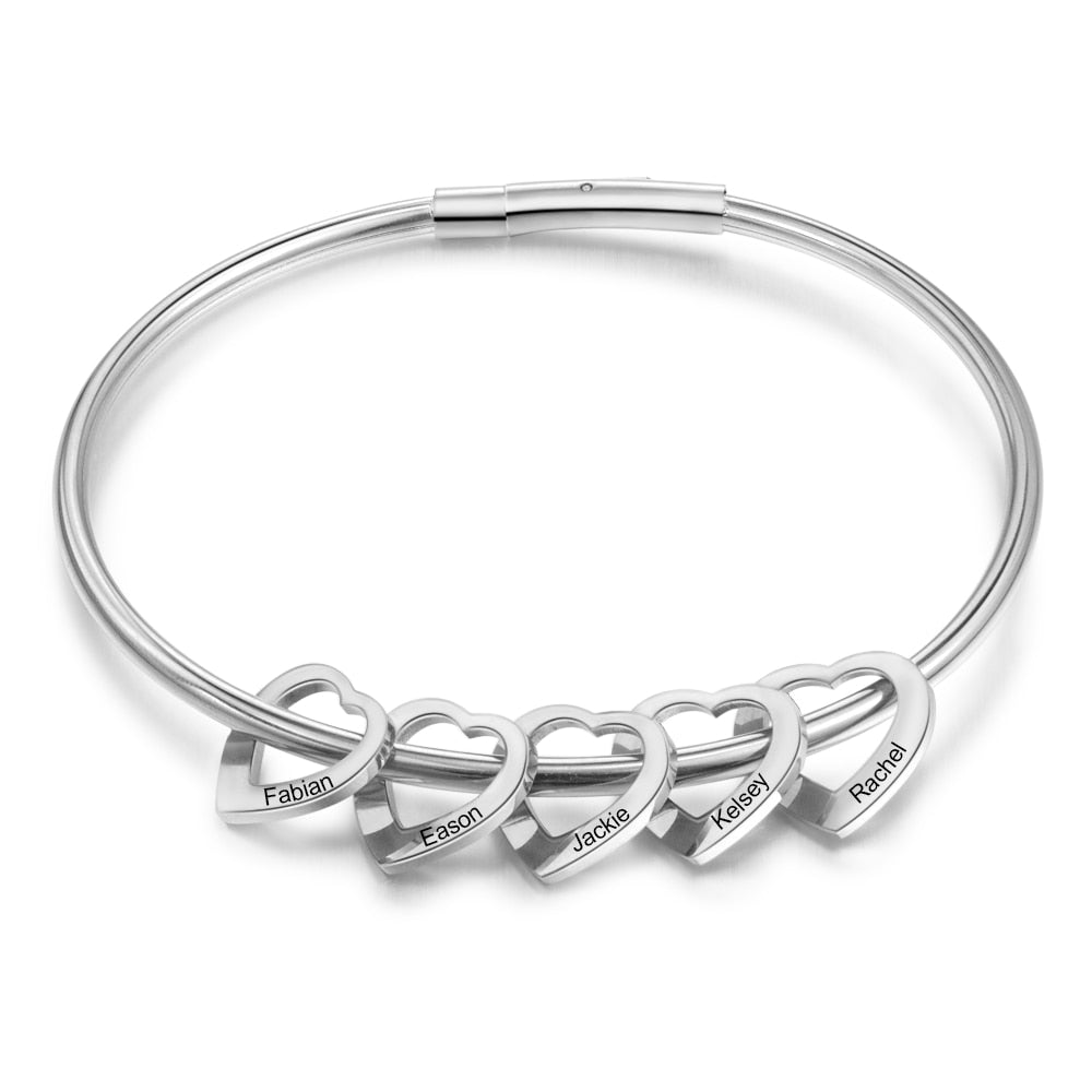 Bracelete de Corações Personalizados com Nomes