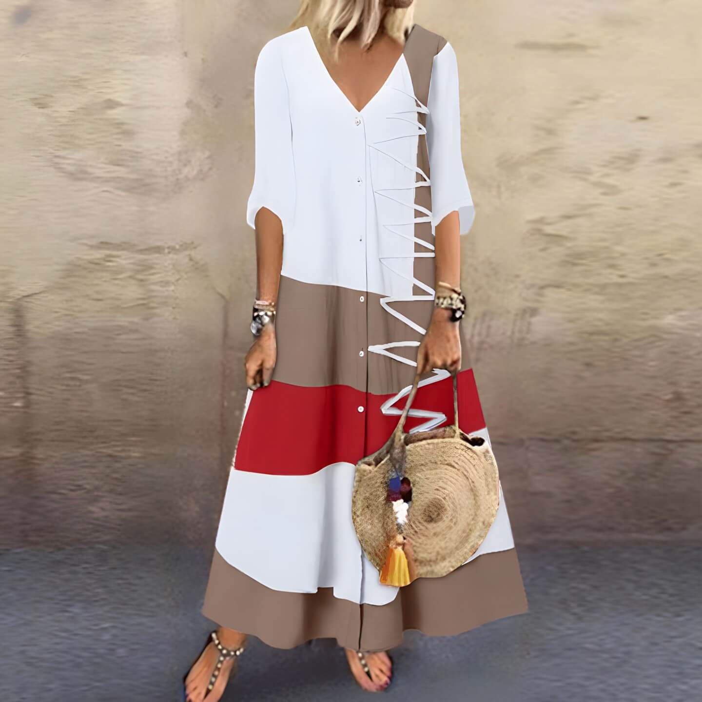 Vestido Longo com Abotoamento Austin