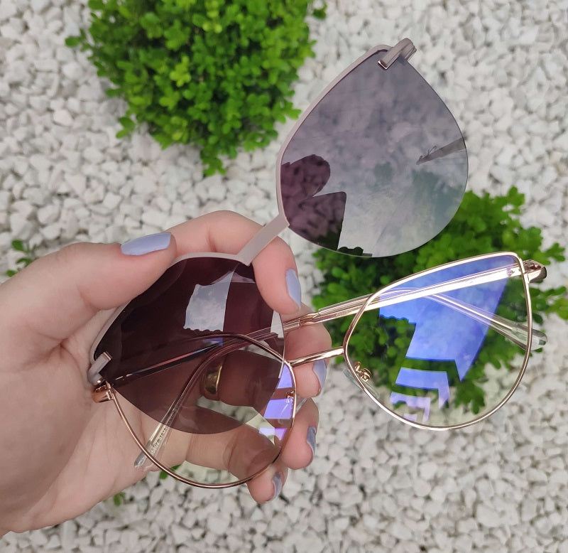 Óculos Gatinho Clip on Lara (2 em 1)