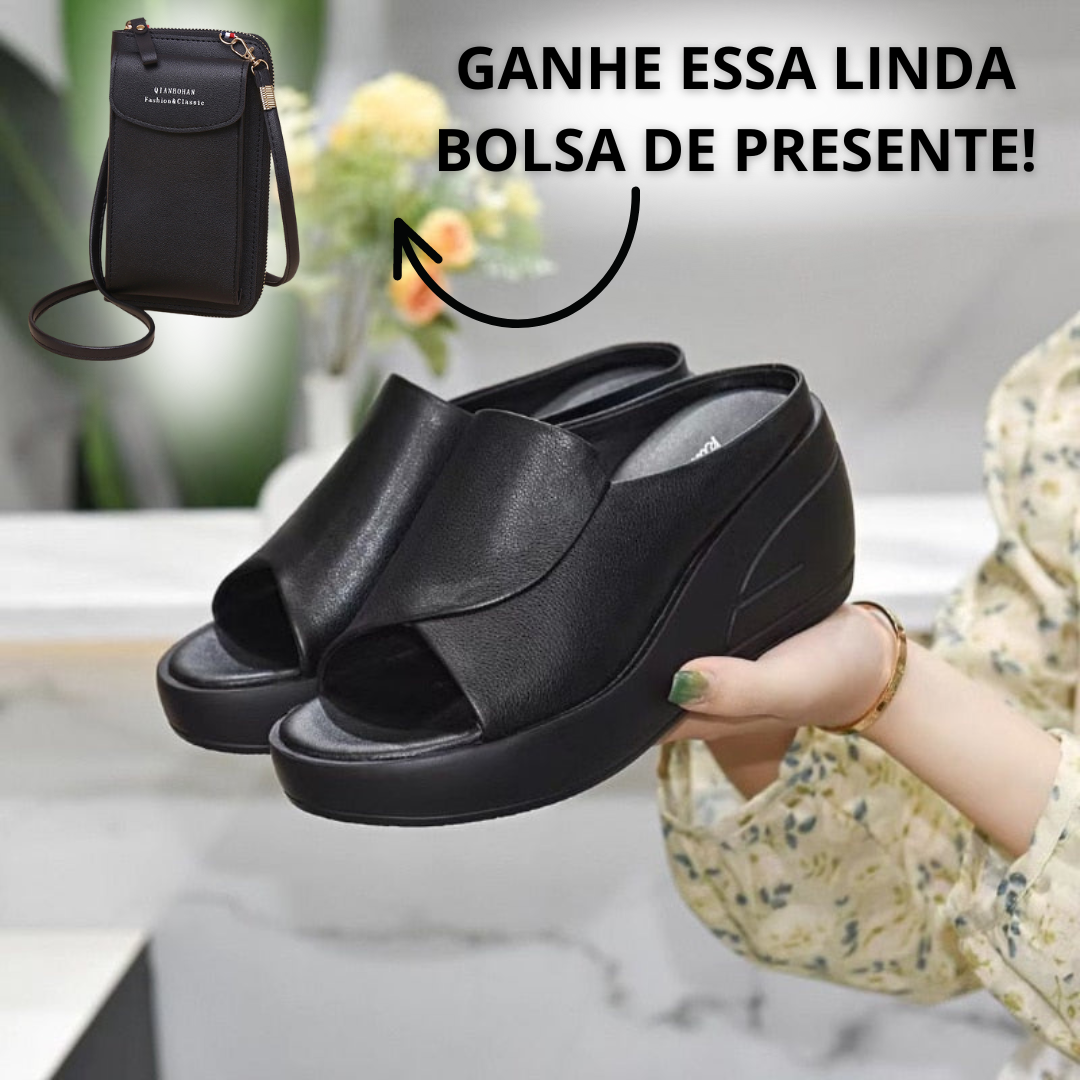 Sandália Confortável de Plataforma + Bolsa