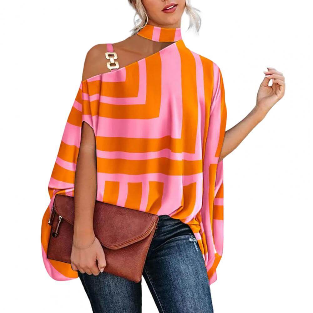 Blusa Gola Alta e Ombro Aberto Blenda