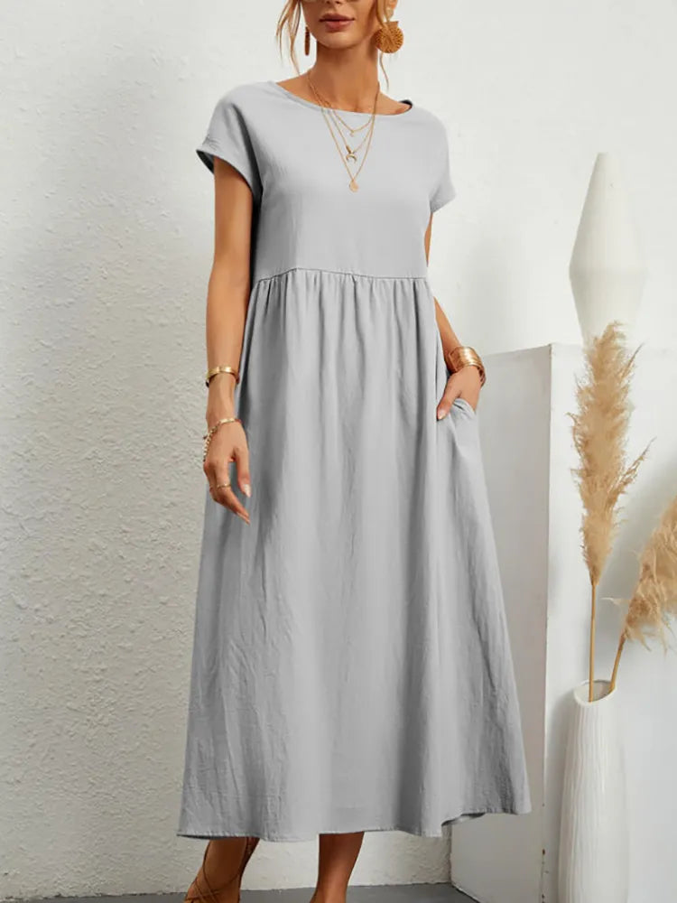 Vestido Verão Vintage Modern Raquel - Algodão e Linho