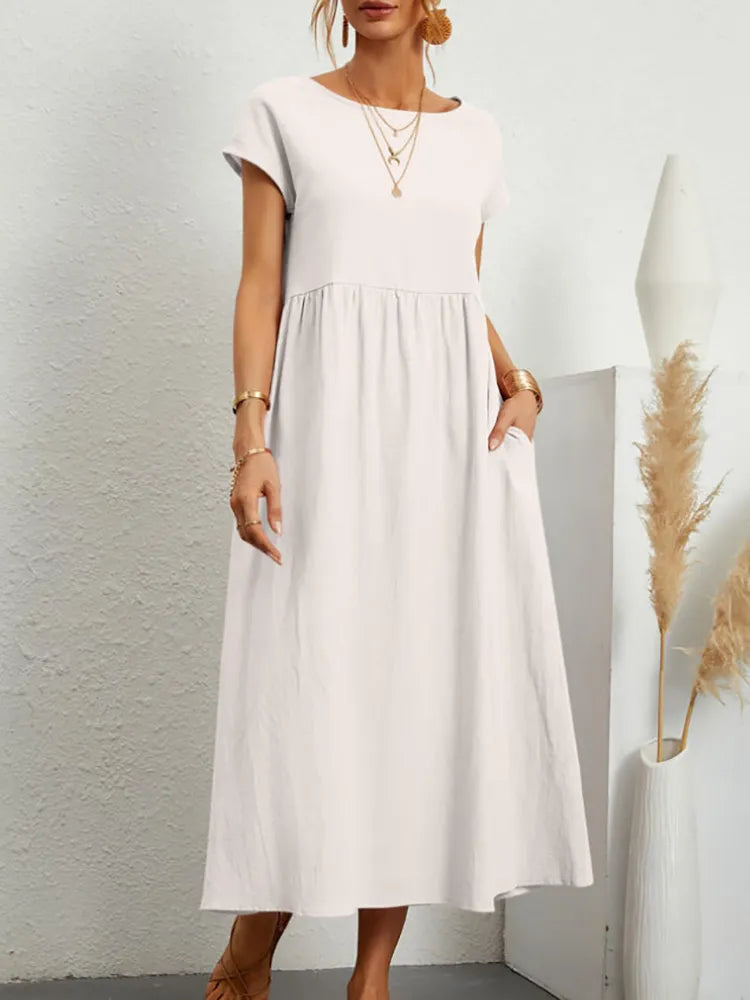Vestido Verão Vintage Modern Raquel - Algodão e Linho