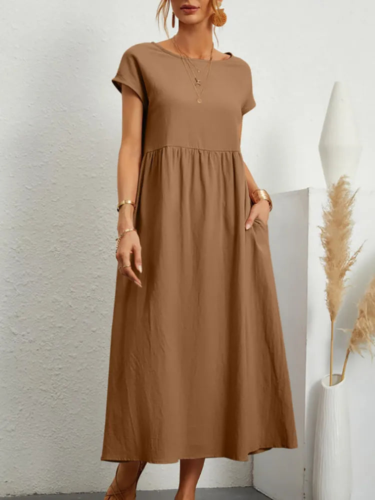Vestido Verão Vintage Modern Raquel - Algodão e Linho