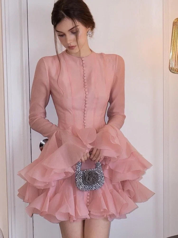 Vestido Manga Longa Com Babados Modern Louise
