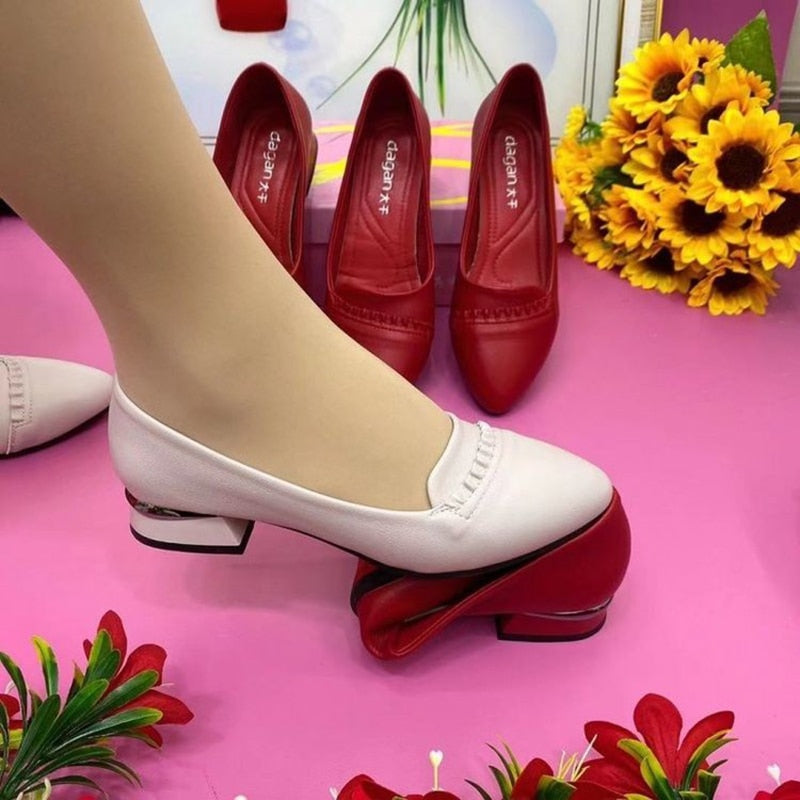 Sapato Confortável Feminino de Salto Chaussure