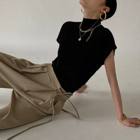 Blusa de Malha com Gola Alta