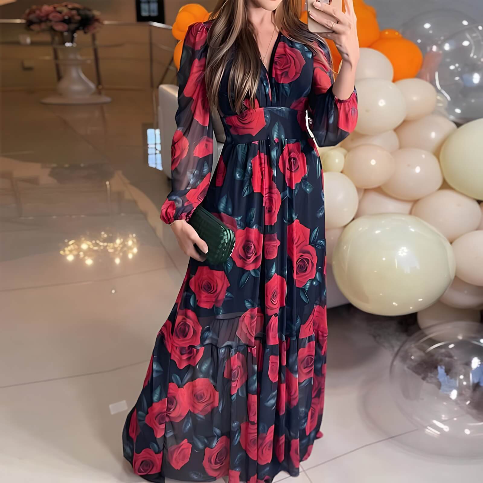 Vestido Longo de Chiffon Pétale