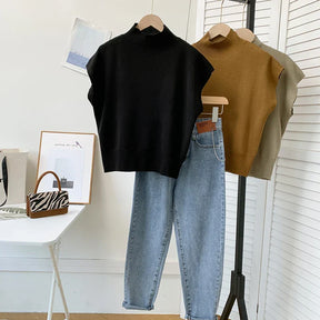 Blusa de Malha com Gola Alta