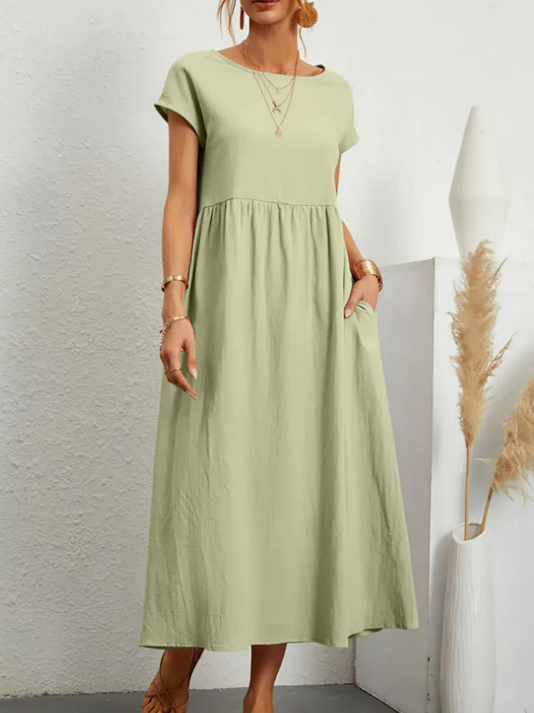 Vestido Verão Vintage Modern Raquel - Algodão e Linho
