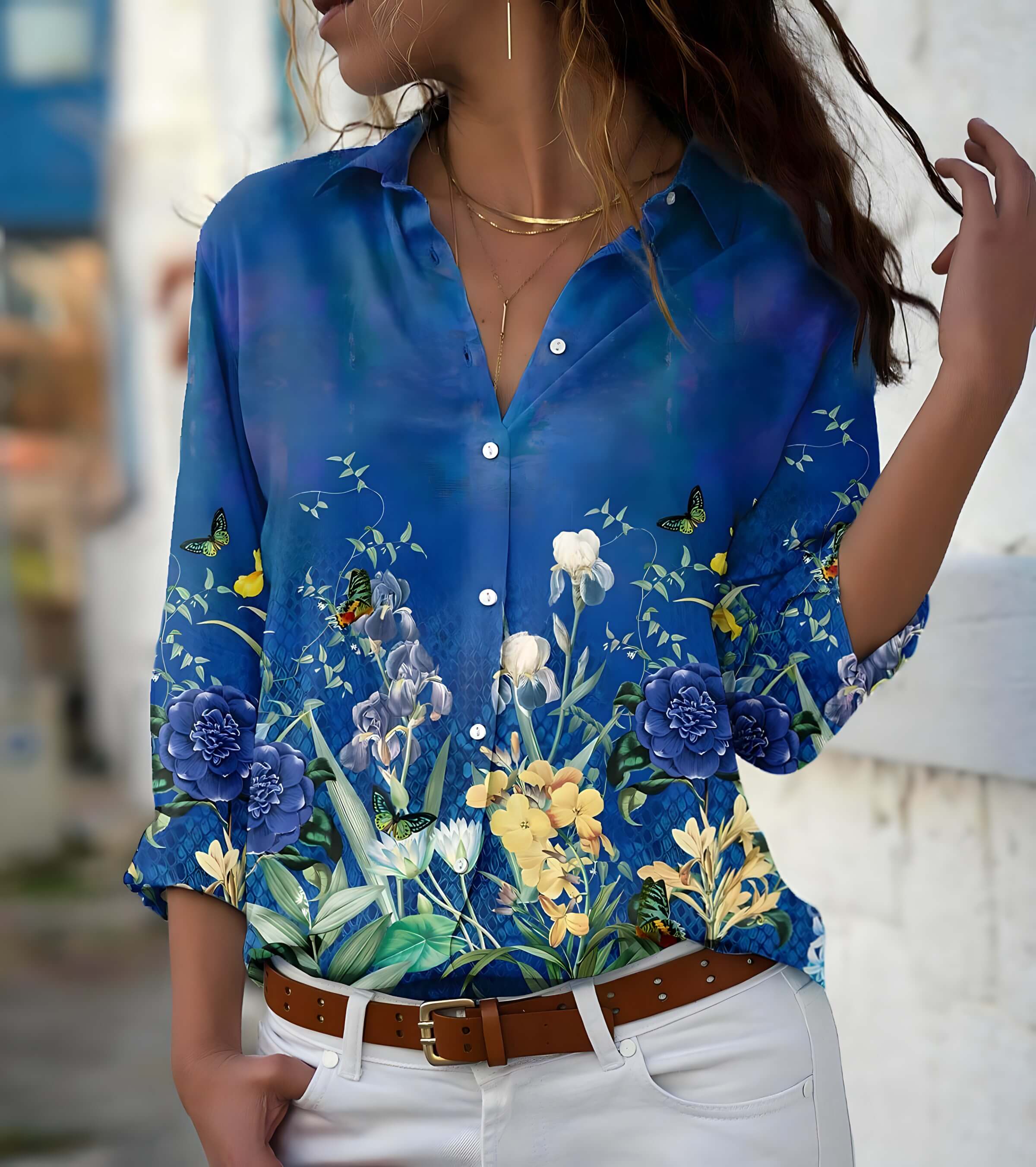 Camisa Casual de Casimira Miosótis