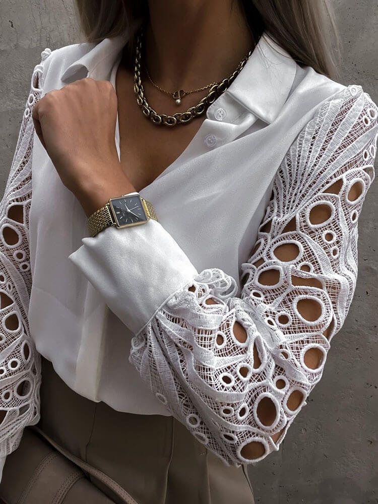 Camisa com Detalhes em Renda Albita