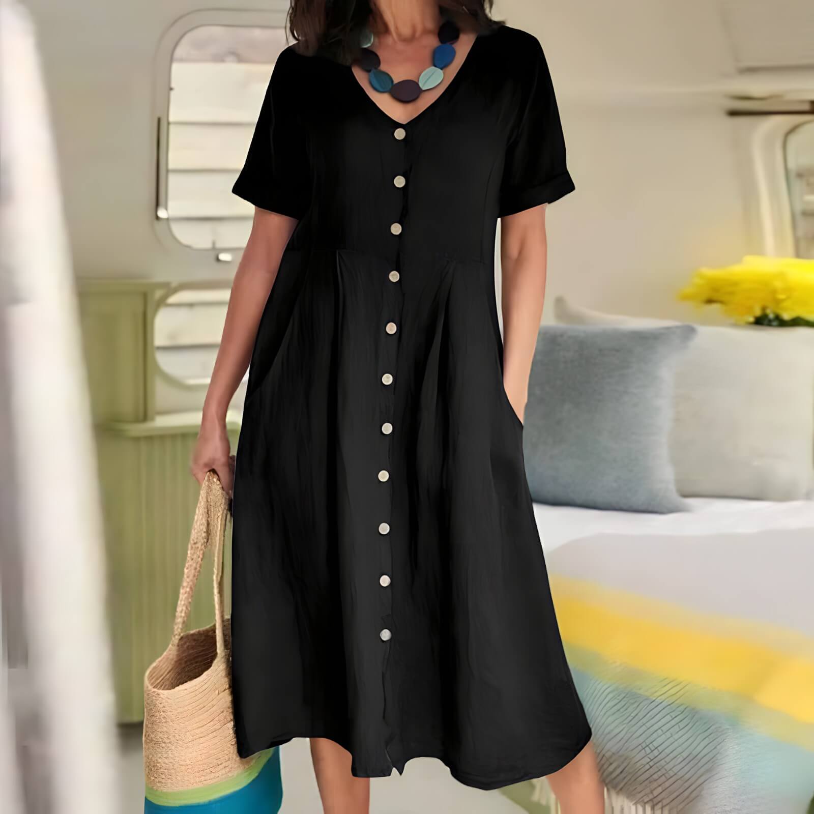 Vestido Mídi com Abotoamento Galata