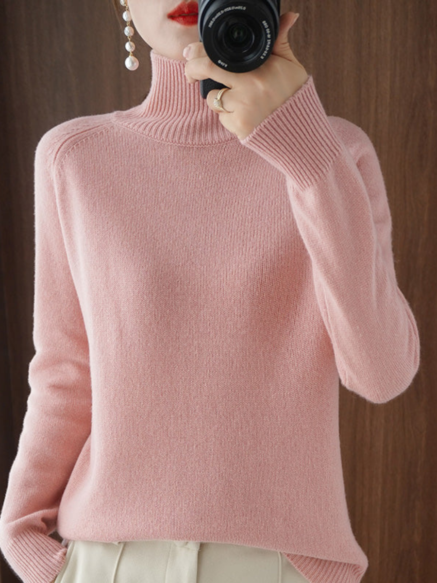 Suéter Feminino de Caxemira Gola Alta Modern Elegance
