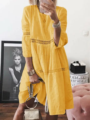 Vestido Mídi Manga e Saia de Camadas Marselha