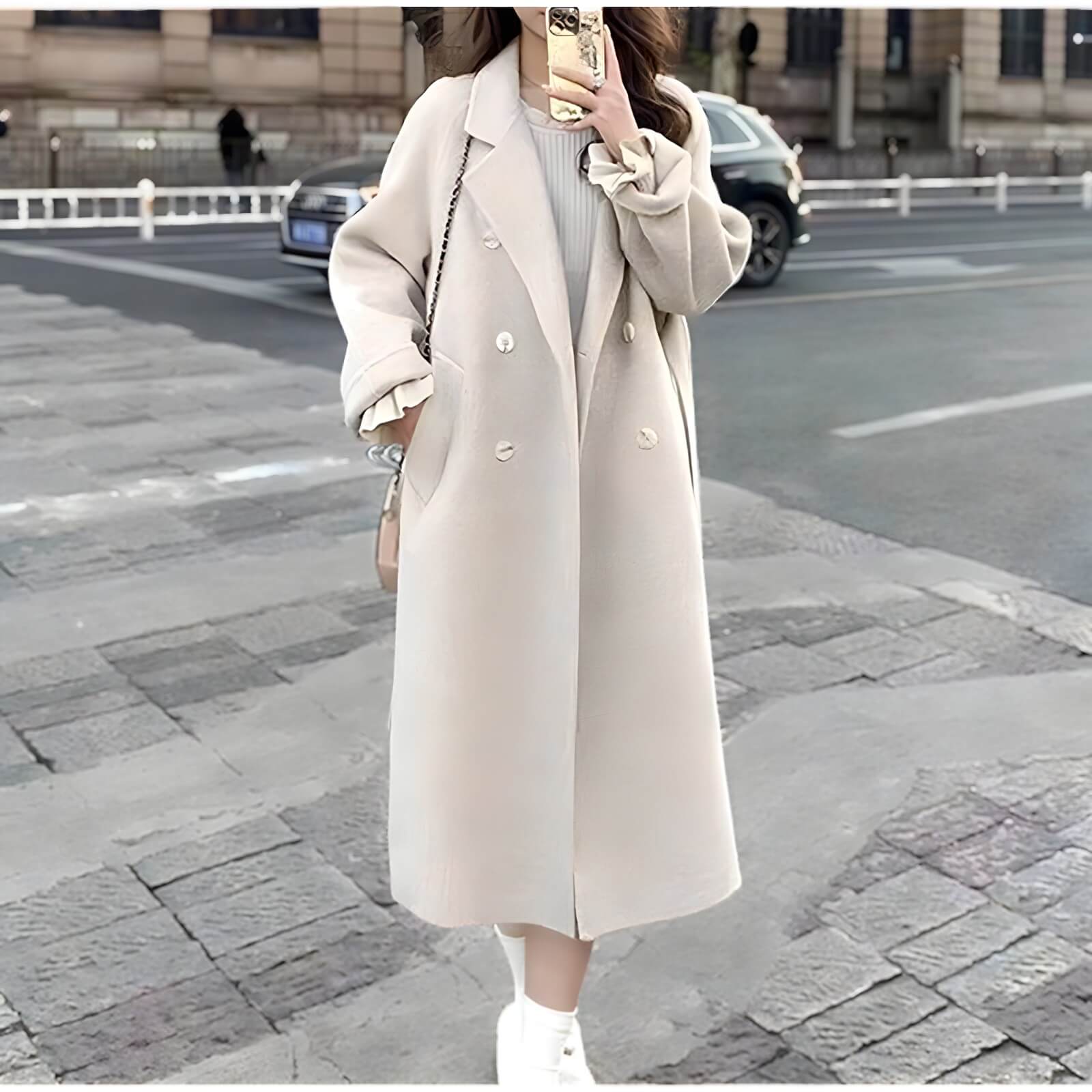 Casaco Feminino Longo de Lã Batida Isidro